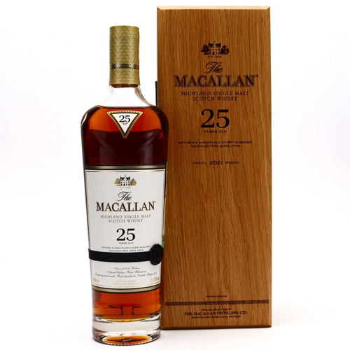 Macallan 25 Year Old Sherry Single Malt Oak Scotch Whiskey - 750ML